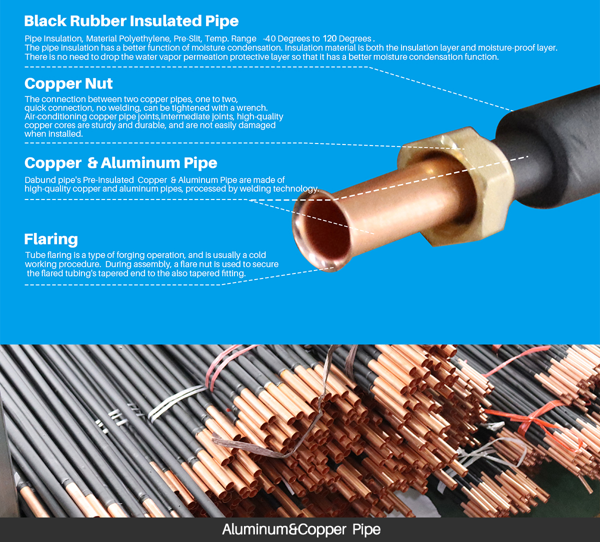 black rubber copper Aluminum pipe